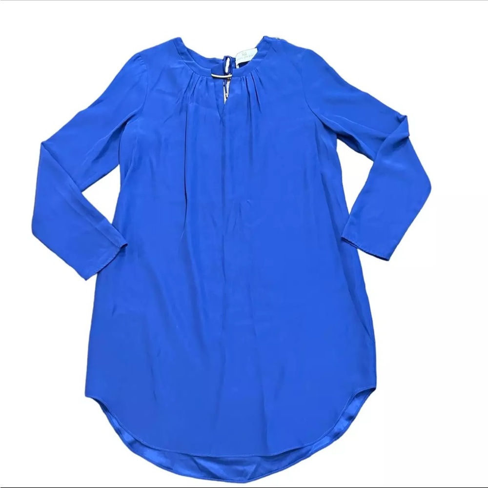 Amanda Uprichard Royal Blue Dress Sz M shirt tail hem long sleeve